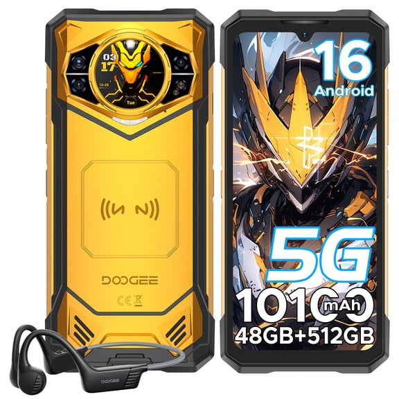 DOOGEE S200 X Rugged Phone 5G,32GB+512GB/TF 2TB,Latest Android 16 Rugged Smartphone with Bone Conduction Headphones,1.32"Amoled Screen,10100mAh/33W,100MP+20MP,6.72" FHD,NFC/OTG/WiFi6/5G Dual SIM