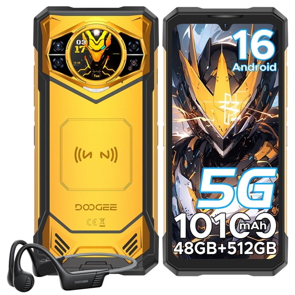 DOOGEE S200 X Rugged Phone 5G,32GB+512GB/TF 2TB,Latest Android 16 Rugged Smartphone with Bone Conduction Headphones,1.32"Amoled Screen,10100mAh/33W,100MP+20MP,6.72" FHD,NFC/OTG/WiFi6/5G Dual SIM