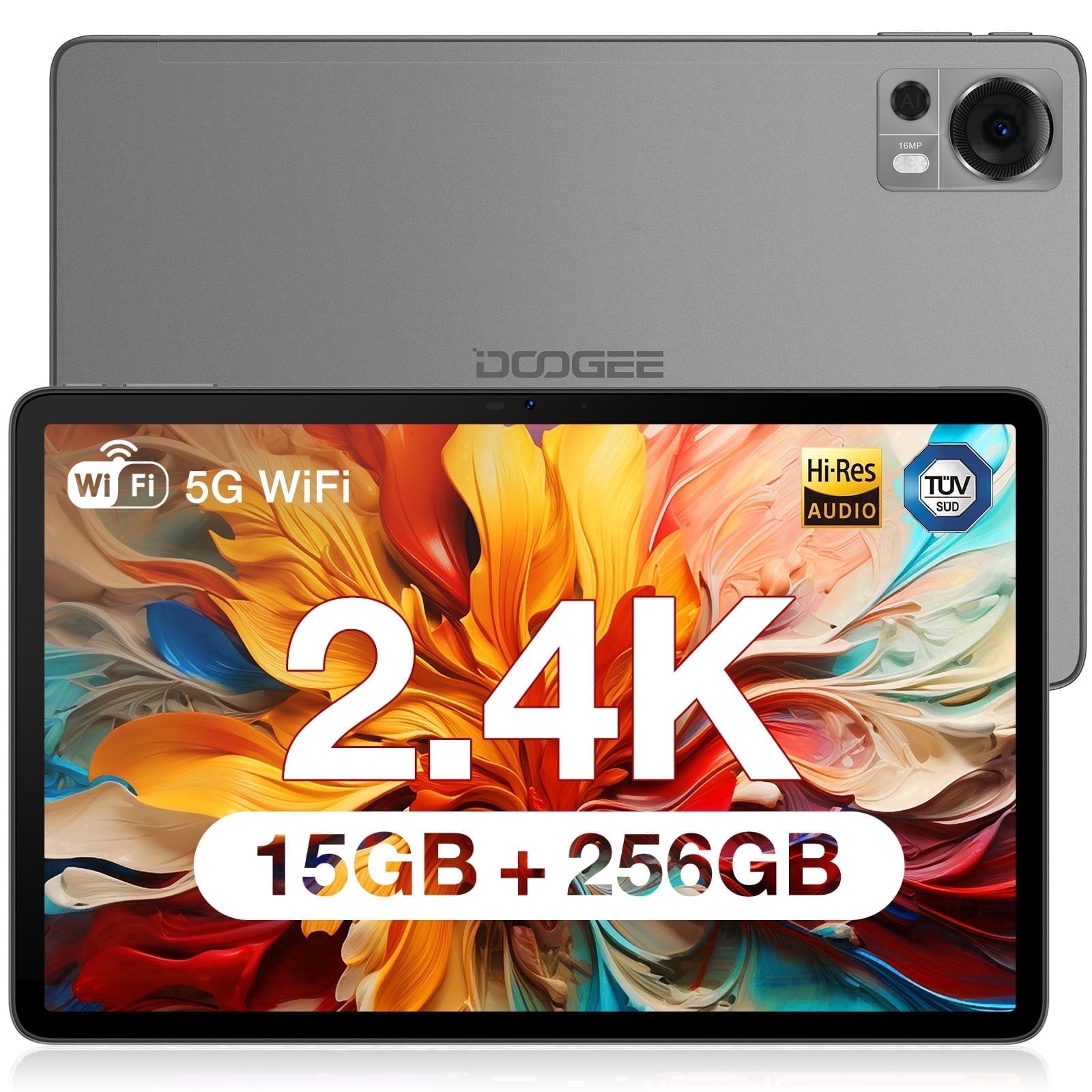 DOOGEE T20 Tablet 10.4 inch, 15GB (8+7GB) RAM+256GB ROM/1TB, 2000×1200 FHD+ 2K Display, Octa-Core, 8300mAh, Android 12 4G LTE Dual SIM Tablets, TÜV Certified, Widevine L1, 16MP+8MP, WiFi,Type C