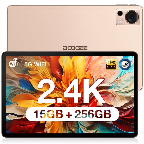 DOOGEE T20 Tablet 10.4 inch, 15GB (8+7GB) RAM+256GB ROM/1TB, 2000×1200 FHD+ 2K Display, Octa-Core, 8300mAh, Android 12 4G LTE Dual SIM Tablets, TÜV Certified, Widevine L1, 16MP+8MP, WiFi,Type C