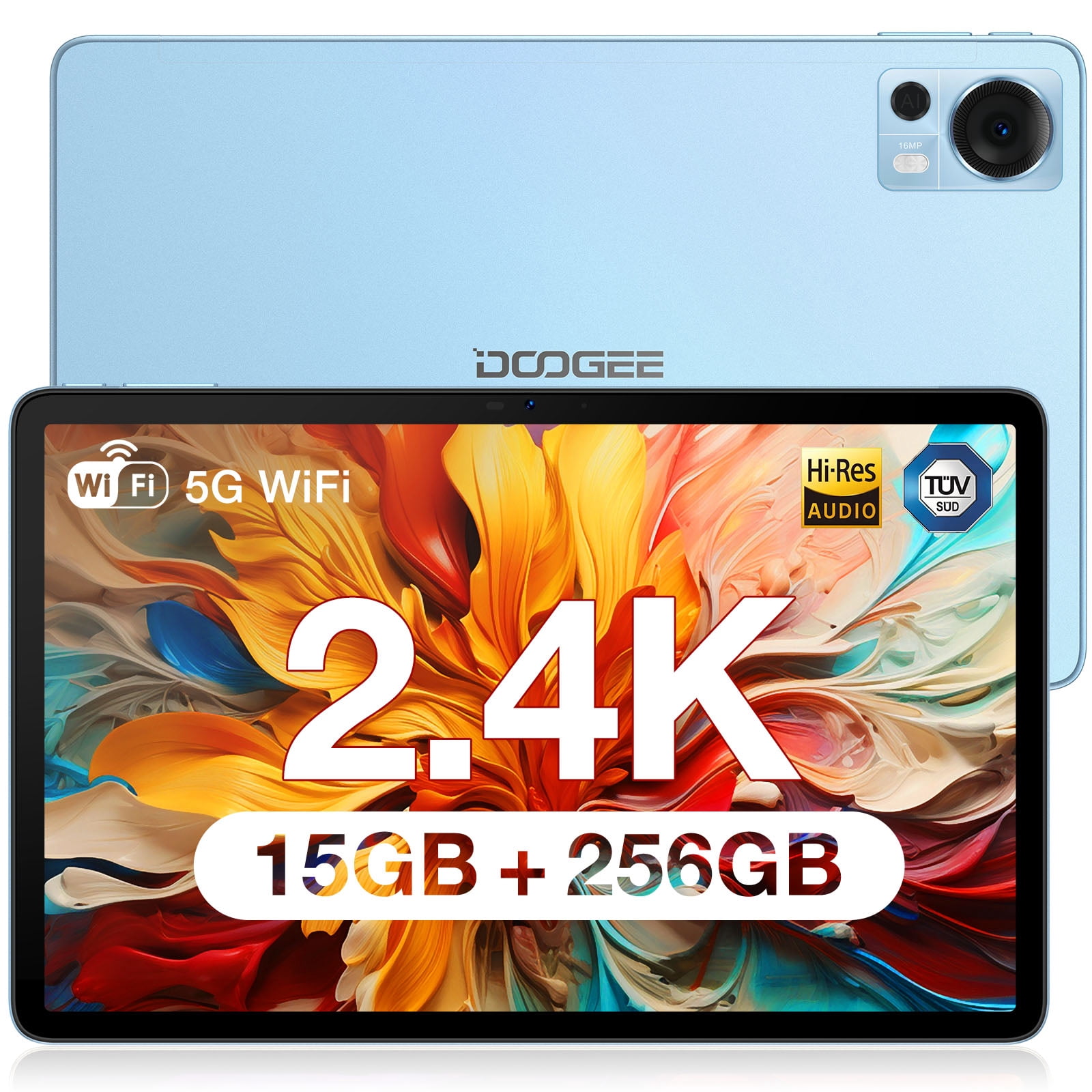 DOOGEE T20 Tablet 10.4 inch, 15GB (8+7GB) RAM+256GB ROM/1TB, 2000×1200 FHD+ 2K Display, Octa-Core, 8300mAh, Android 12 4G LTE Dual SIM Tablets, TÜV Certified, Widevine L1, 16MP+8MP, WiFi,Type C