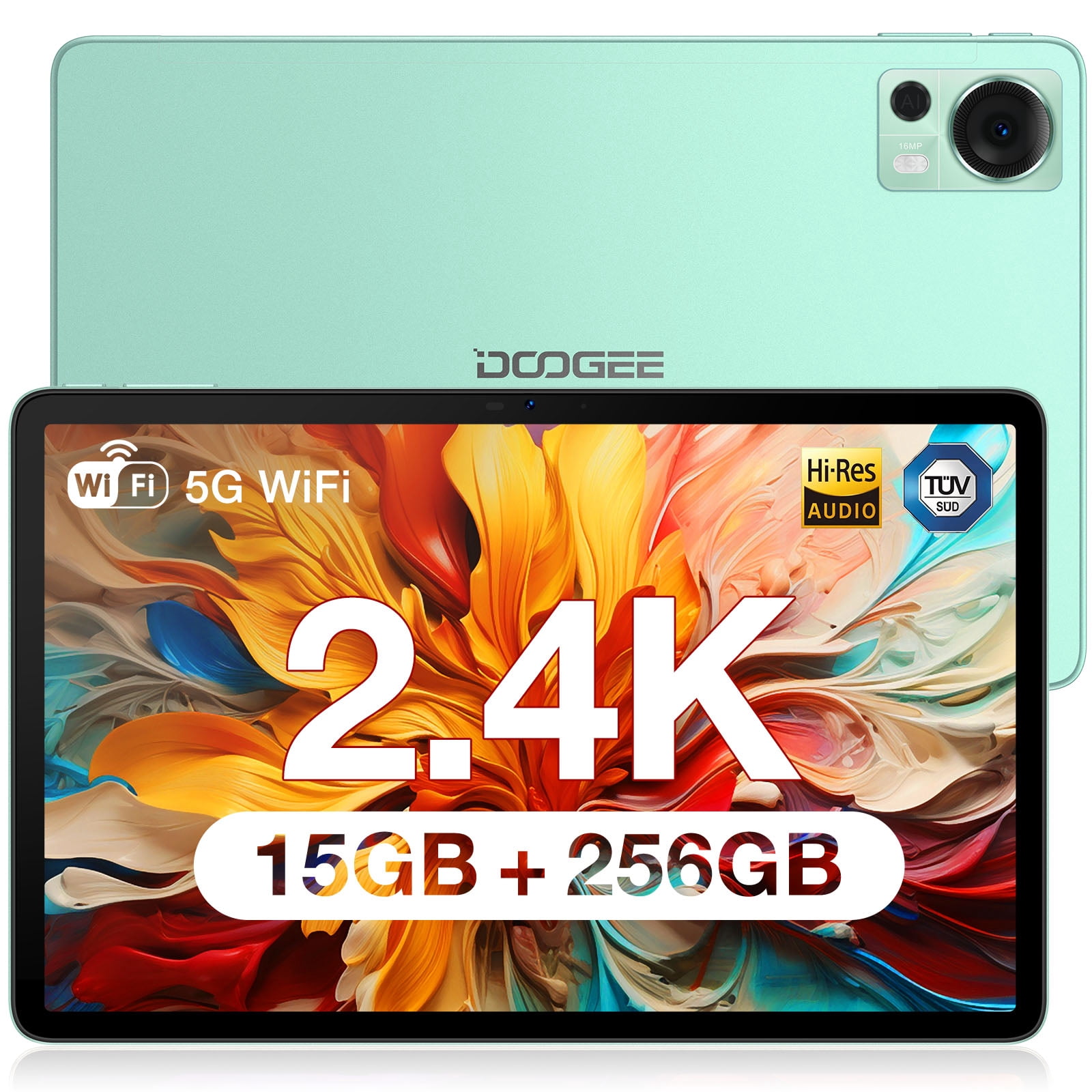 DOOGEE T20 Tablet 10.4 inch, 15GB (8+7GB) RAM+256GB ROM/1TB, 2000×1200 FHD+ 2K Display, Octa-Core, 8300mAh, Android 12 4G LTE Dual SIM Tablets, TÜV Certified, Widevine L1, 16MP+8MP, WiFi,Type C