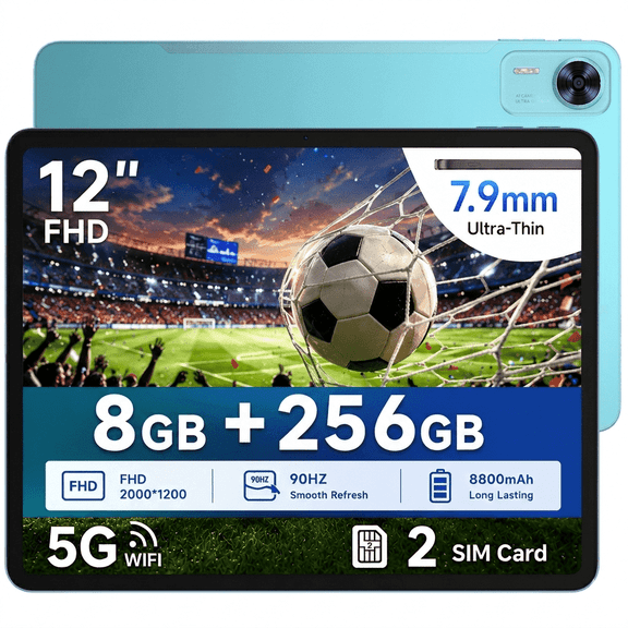 DOOGEE T36 12 inch Android Tablet,2.4K FHD+90Hz Display,32GB+256GB/2TB,8800mAh,Tablet with Sim Card Slot,Wifi 5,Dual Camera,BT5.0,Widevine L1Android