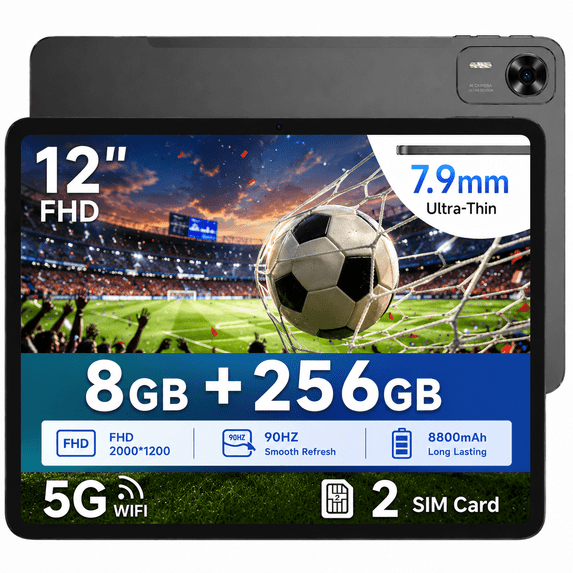 DOOGEE T36 12 inch Tablet,2.4K FHD+90Hz Display,32GB+256GB/2TB Tablets,8800mAh,Android Tablet with Sim Card Slot,Wifi 5,Dual Camera,BT5.0,Widevine L1