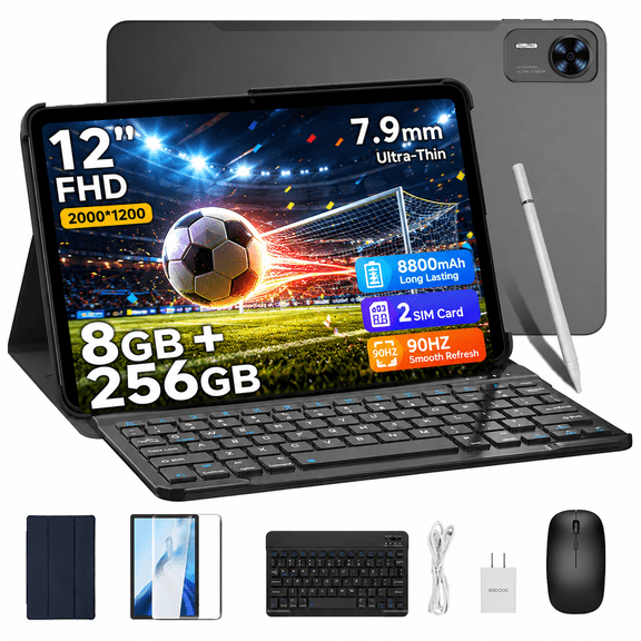 DOOGEE T36 Android 15 Tablet,12 inch Tablet with Keyboard and SIM Card Slot,5G WIFI+Cellular,32GB+256GB/2TB Expand Octa-Core,8800mAh,BT5.0,Widevine L1