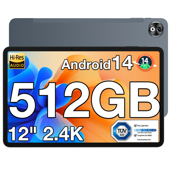 DOOGEE T40PRO 12 inch Tablet, Android 14 Tablets with 10800mAh Battery【Helio G99】 Octa Core Gaming Tablet,20GB RAM+512GB ROM/2TB TF 2.4K FHD IPS Touch Screen,Quad Speakers/BT 5.0/GPS/18W Fast Charge