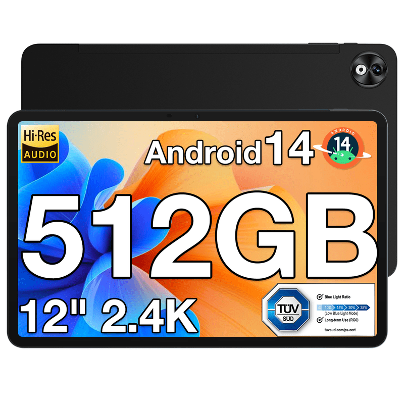 DOOGEE T40PRO 12 inch Tablet, Android 14 Tablets with 10800mAh Battery【Helio G99】 Octa Core Gaming Tablet,20GB RAM+512GB ROM/2TB TF 2.4K FHD IPS Touch Screen,Quad Speakers/BT 5.0/GPS/18W Fast Charge