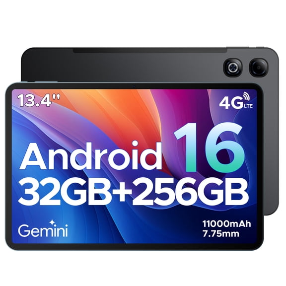 DOOGEE TAB G6 MAX Android 16 Tablets, 13.4 inch FHD+ Tablet, 11000mAh, 32GB RAM + 256GB ROM/2TB, 90Hz IPS Screen Android Tablets, Octa-core Gaming tablet, 5G Wifi/Widevine L1/Face ID/OTG, Black