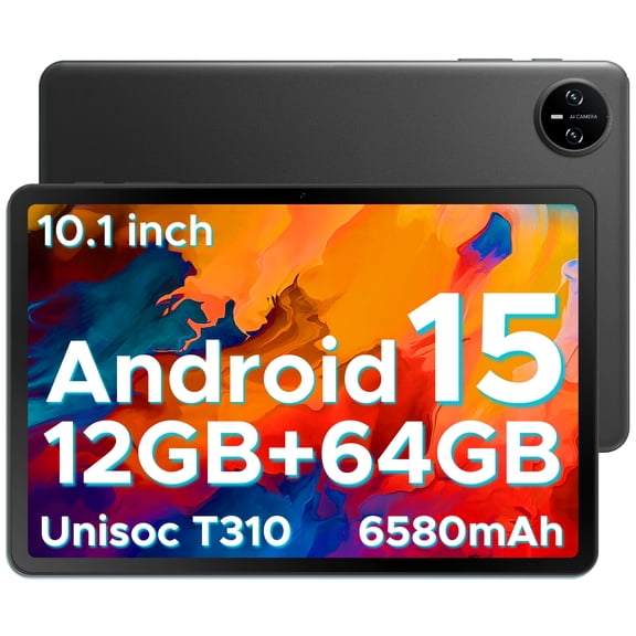 DOOGEE Tab A9 Android Tablet,10 inch Tablet,Octa-core Android 15 Tablets,6580mAh Battery,12GB+64GB,Unisoc T310 Quad Core Tablets,OTG,8MP+5MP,Face Unlock,Black