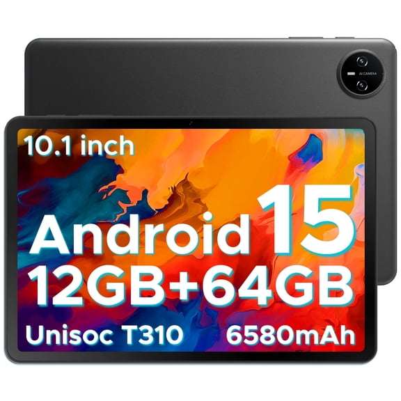 DOOGEE Tab A9 Android Tablet,10 inch Tablet,Octa-core Android 15 Tablets,6580mAh Battery,12GB+64GB,Unisoc T310 Quad Core Tablets,OTG,8MP+5MP,Face Unlock,Black