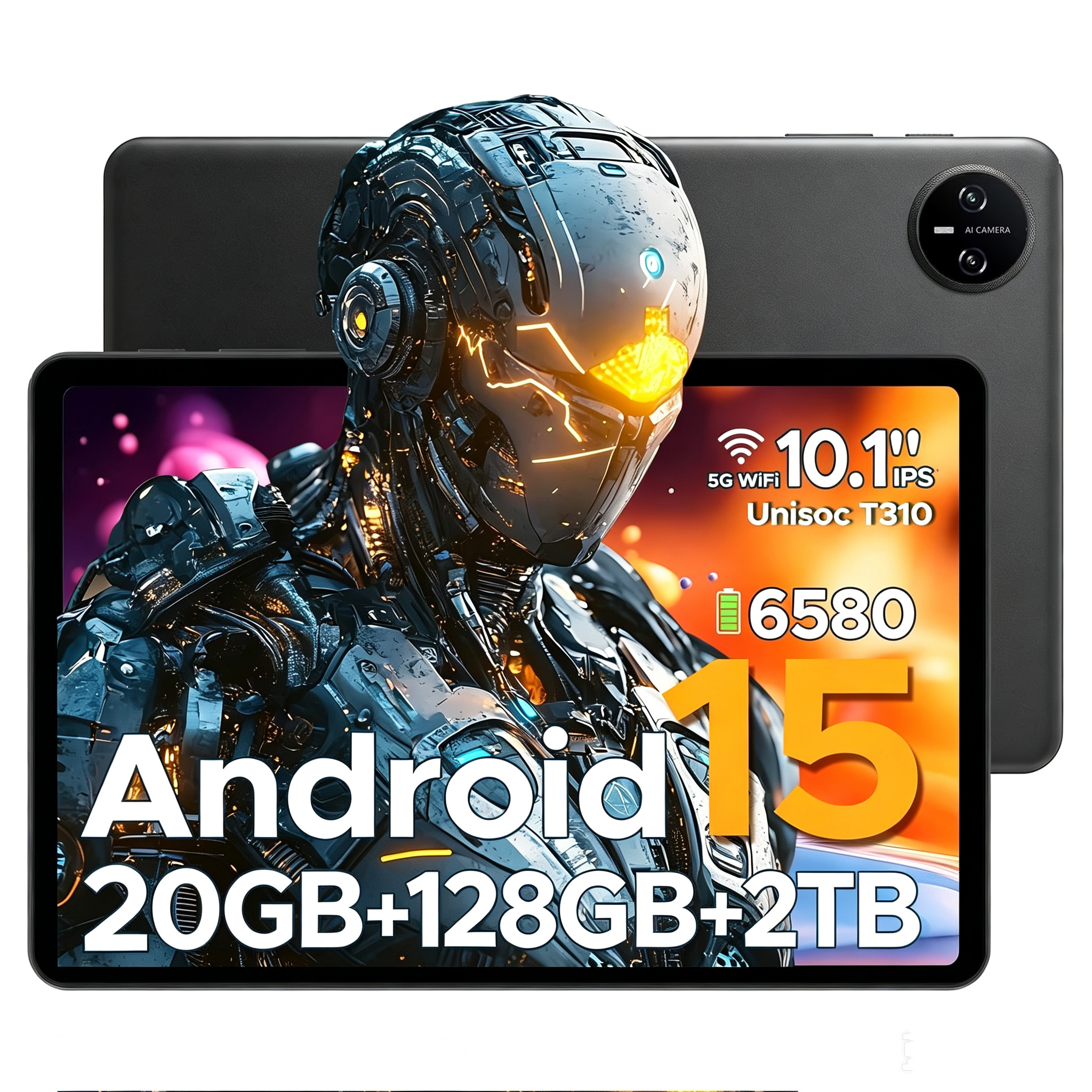 Tablet DOOGEE Tab A9 Pro 10.1" Android 15, 20GB RAM + 128GB ROM/TF 2TB, batería 6580mAh, pantalla táctil HD IPS 1280x800, WiFi 5G, BT5.0, Quad Core