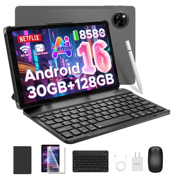 DOOGEE Android 16 Tablet 11 inch with Keyboard, Pen, Mouse & Case, Gemini AI, 30GB+128GB/2TB, 8580mAh, Octa-Core, Widevine L1