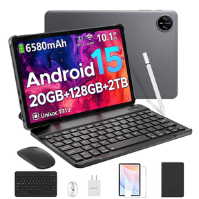 DOOGEE Tab A9 Pro Android Tablet with Keyboard, 10 Inch Tablet, 20GB RAM+128GB Storage, 2TB Expandable, 6580mAh Battery, Case & Stylus Included