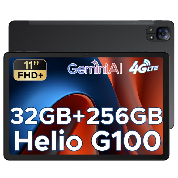 DOOGEE Tab E3 Android 15 Tablet Helio G100, 11 Inch Tablet, Octa-Core,32GB+256GB/2TB, 8800mAh Battery, FHD+,90Hz Screen, Gemini AI, 4G with Sim Card/BT5.2/5G WiFi/GPS/Face ID,Black