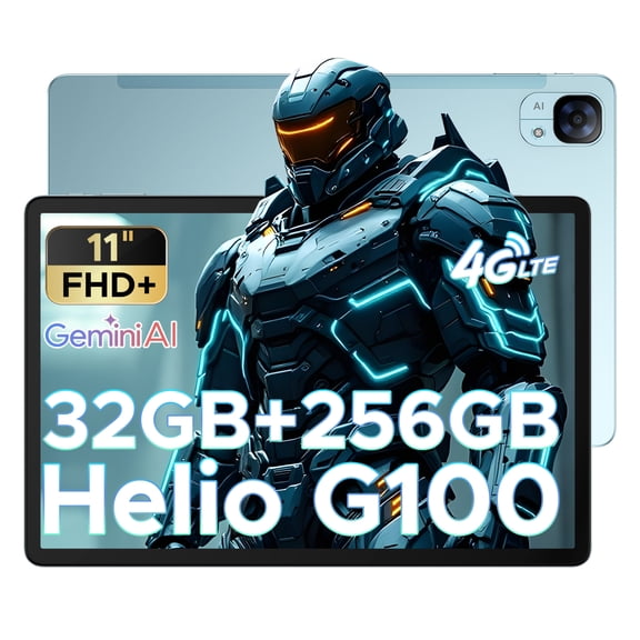 DOOGEE Tab E3 Android 15 Tablet Helio G100, 11 Inch Tablet, Octa-Core,32GB+256GB/2TB, 8800mAh Battery, FHD+,90Hz Screen, Gemini AI, 4G with Sim Card/BT5.2/5G WiFi/GPS/Face ID,Blue