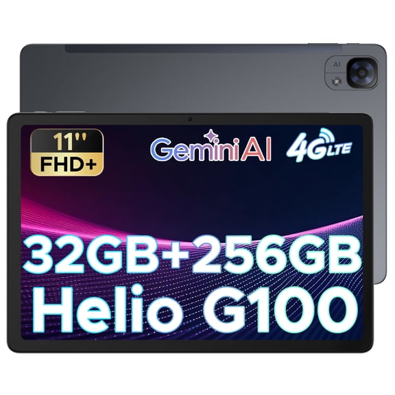 DOOGEE Tab E3 11 Inch Android 15 Tablet with Gemini AI, 32GB RAM+256GB Storage, 4G LTE with SIM Card, 8800mAh Battery, Helio G100 Octa-Core, 90Hz FHD Display