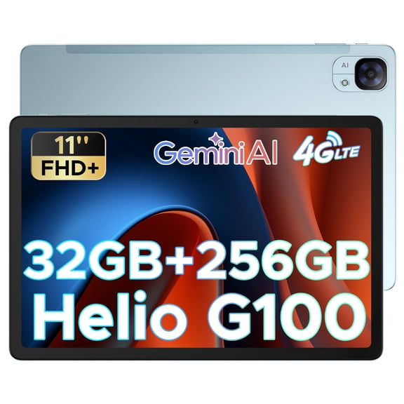 DOOGEE Tab E3 11 Inch Android 15 Tablet with Gemini AI, 32GB RAM+256GB Storage, 4G LTE with SIM Card, 8800mAh Battery, Helio G100 Octa-Core, 90Hz FHD Display