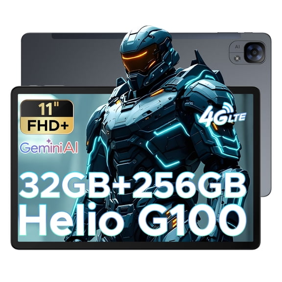 DOOGEE Tab E3 Android 15 Tablet Helio G100, 11 Inch Tablet, Octa-Core,32GB+256GB/2TB, 8800mAh Battery, FHD+,90Hz Screen, Gemini AI, 4G with Sim Card/BT5.2/5G WiFi/GPS/Face ID,Gray