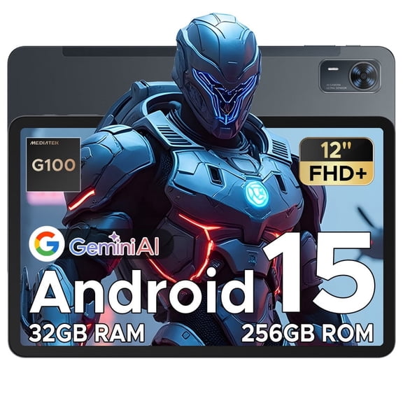 DOOGEE Tab E3+ Android Tablet 12 inch with Gemini AI, 2.4K & 90 Hz Display, Ultra-Thin Metal Body, Helio G100 Octa-Core Gaming Tablets, 8800mAh, 32GB+256GB/TF 2TB, Quad Speakers/Dual SIM/Face ID