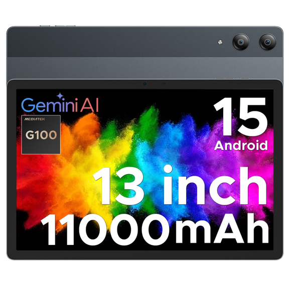 DOOGEE Tab E3 Pro 13 inch Android Tablet,11000mAh Large Battery,Helio G100 Octa Core Android 15 Tablet,32GB+256GB with Gemini AI,90Hz Display Gaming Tablets,13MP+8MP,7.9mm Ultra-Thin Body,Face Unlock
