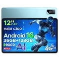thumbnail image 1 of DOOGEE Tab G6 Pro Tablet 12 Inch, Android 16 Tablets, 90Hz 2.4K 36GB RAM+128GB ROM/TF 2TB, Helio G100 Octa-Core Gaming Tablet, 4G LTE/5G WiFi/9000mAh/Gemini AI/13MP+8MP/OTG/FACE ID/Dual Speakers, 1 of 9