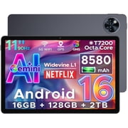 DOOGEE Android 16 Tablet with Gemini AI,11 Inch FHD,8580mAh Battery,16GB RAM+128GB ROM/2TB TF,Octa-Core Processor,2.4G+5G Wifi/Widevine L1/Face ID/Otg