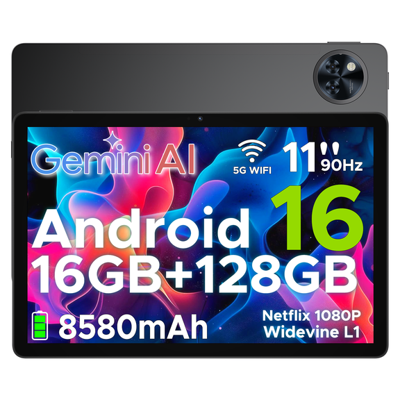 DOOGEE U11 Android 16 Tablet,11 Inch Tablet with Gemini AI,16GB+128GB/2TB,8580mAh Gaming Tablets,Unisoc T7200 Octa-Core,13MP+5MP Tablets,2.4G+5G WiFi / WidevineL1/3.5mm Audio/Face ID/OTG