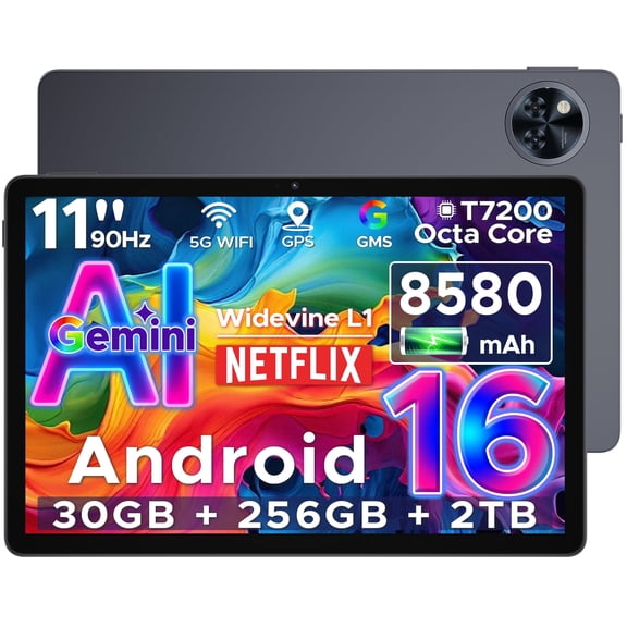 DOOGEE U11 Pro Android 16 Tablet,30GB+256GB/2TB TF Octa-Core,8580mAh 11 inch Tablet,1080P,Bluetooth 5.0+5G Wifi,Widevine L1,13MP+5MP,Face ID/Otg