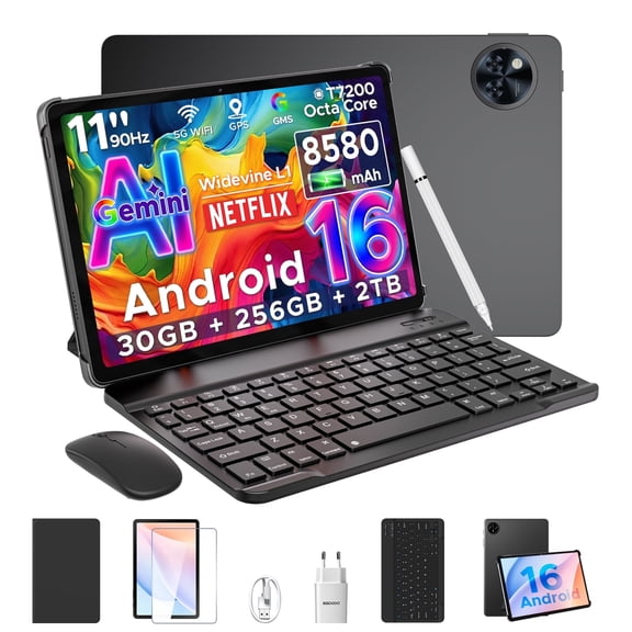DOOGEE U11 Pro Android 16 Tablet with Keyboard,11 inch Android Tablet,30GB+256GB/2TB TF,8580mAh,Octa-Core,1080P,WiFi,Widevine L1,13MP+5MP,Face ID/Otg