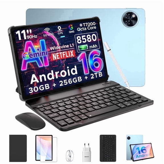 DOOGEE U11 Pro Android 16 Tablet with Keyboard,11 inch Tablet,30GB+256GB/2TB TF,8580mAh,Octa-Core,1080P,5G WiFi,Widevine L1,13MP+5MP,Face ID/Otg