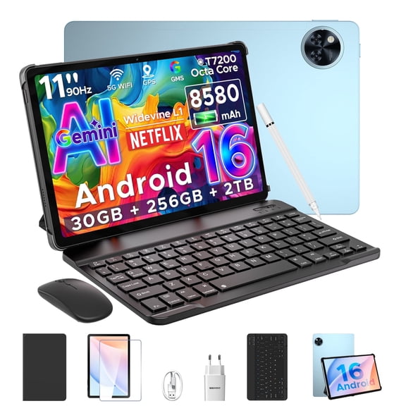 DOOGEE U11 Pro Android 16 Tablet with Keyboard,11 inch Tablet,30GB+256GB/2TB TF,8580mAh,Octa-Core,1080P,5G WiFi,Widevine L1,13MP+5MP,Face ID/Otg