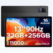 DOOGEE U13 Android 16 Tablet, 13 Inch Tablet with Gemini AI, 32GB RAM+256GB Storage, 11000mAh Battery, 90Hz Display, Octa-Core, Widevine L1