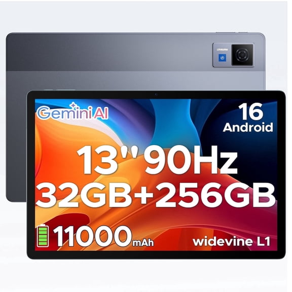 DOOGEE U13 Android 16 Tablet with Gemini AI, 13 inch Tablet 11000mAh Battery, 32GB+256GB, 90Hz Display Gaming Tablets, 13MP+8MP, 7.9mm Ultra-Thin Body, Face Unlock