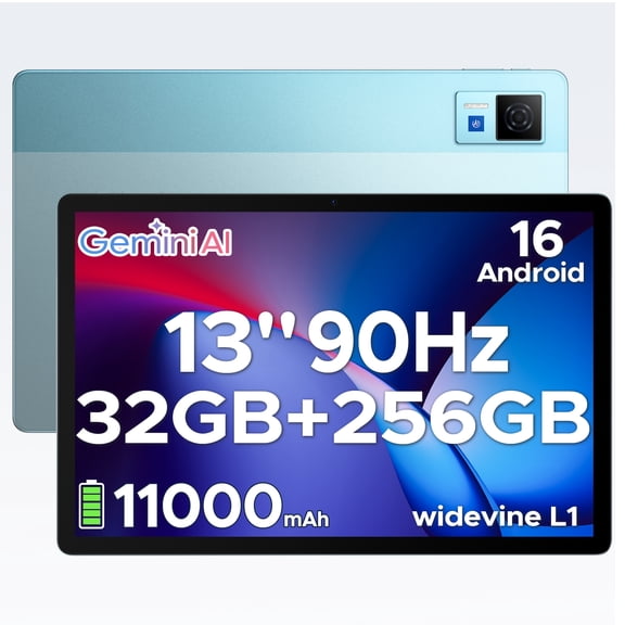 DOOGEE U13 Android 16 Tablet, 13 Inch Tablet with Gemini AI, 32GB RAM+256GB Storage, 11000mAh Battery, 90Hz Display, Octa-Core, Widevine L1