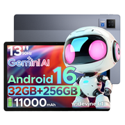 DOOGEE U13 Android 16 Tablet, 13 Inch Tablet with Gemini AI, 32GB RAM+256GB ROM/TF 2TB, 11000mAh Battery, 90Hz Display, Octa-Core, Widevine L1