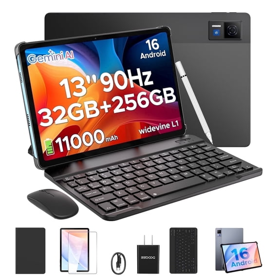 DOOGEE U13 Android 16 Gemini Al Tablet with Keyboard,13 inch Tablet ,32GB+256GB/2TB,11000mAh/18W,Octa Core,13MP+5MP,WiFi 5,Quad Speakers/Face ID