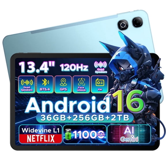 DOOGEE U13 PRO Android 16 Tablet with Keyboard,36GB+256GB/TF 2TB,11000mAh/18W Gaming Tablet,2.2GHz Octa-Core,120Hz/13MP/BT5.4/5GHz Wifi/Dual Speakers