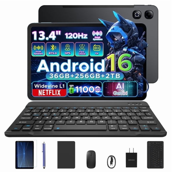 DOOGEE U13 PRO 13 inch Tablet with Keyboard,36GB+256GB/TF 2TB,11000mAh/18W Gaming Tablet,2.2GHz Octa-Core,120Hz/13MP/BT5.4/5GHz Wifi/Dual Speakers