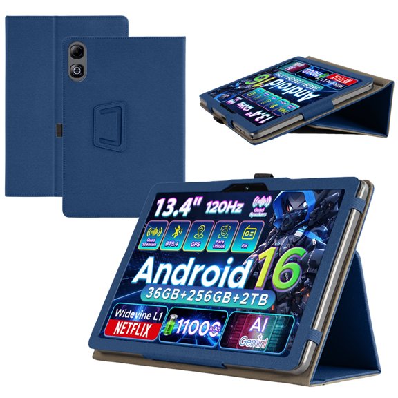 For DOOGEE U13 Pro / Tab G6 MAX / Aorlym / POCKAM P13 / P13 Pro 13.4-Inch Tablet Case Premium PU Cover Lightweight and Portable Built-in Stand and Pen Slot Design With Wrist Strap