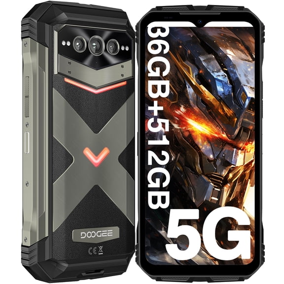 DOOGEE V MAX Plus 5G Rugged Smartphone, 22000mAh 36GB+512GB Android 14 Rugged Phone, 200MP+32MP+20MP Night Vision Rugged Cell Phone, 6.58" FHD+120Hz IPS Screen, IP68/IP69K Waterproof Phone, NFC/OTG