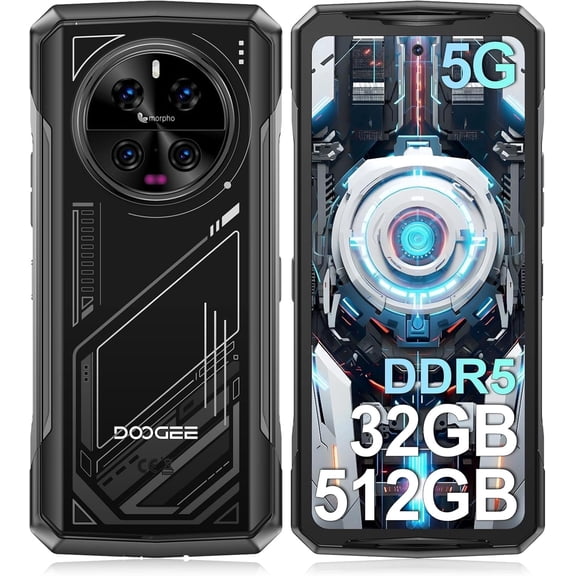 DOOGEE V40 Rugged Smartphone 5G,32GB+512GB/2TB Rugged Phone,4nm D7300,6.78" FHD+120Hz Rugged Unlocked Cell Phone,108MP+20MP Night Vision,8680mAh,3 Card Slots/Dual Unlock/NFC/Wi-Fi6E/IP69K