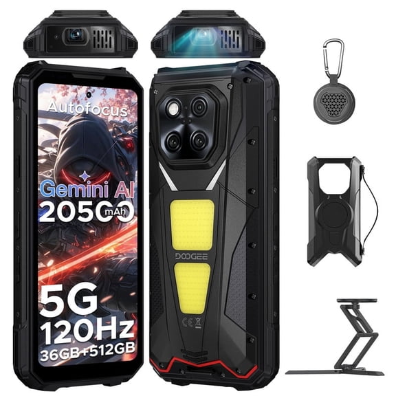 DOOGEE VMAXPLAY-V Rugged Phone | Phone with Projector, 5G Rugged Phone, Dual Camping Lights, 36GB RAM+512GB ROM, 200MP+32MP Camera, 20500mAh Battery/45W