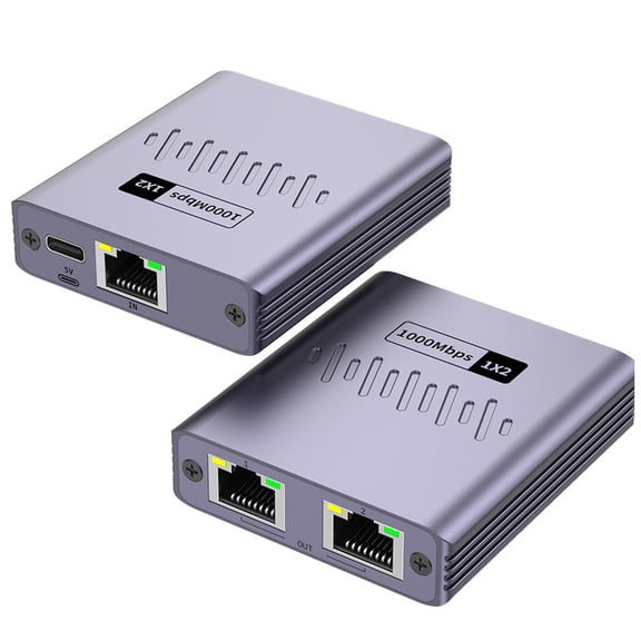 DOONJIEY 10/100/1000Mbps RJ45 Splitter 1 to 2 Ethernet Adapter Internet Network Cable Extender RJ45 Connector for PC Laptop TV Box Router