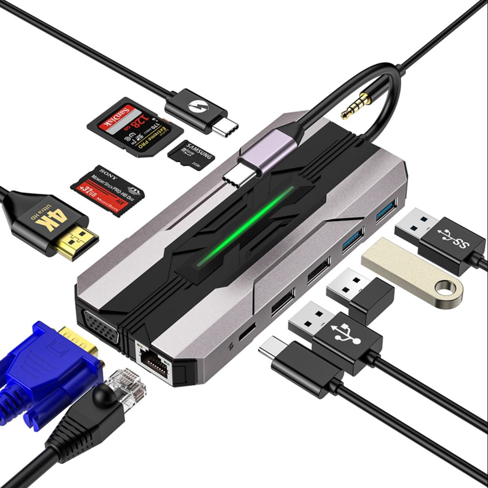 DOONJIEY 13 IN 1 USB C Hub Docking Stations SD Card Reader 1000M RJ45 HDTV-Compatible HDTV VGA USB Hub 3.0 Concentrator Adapter