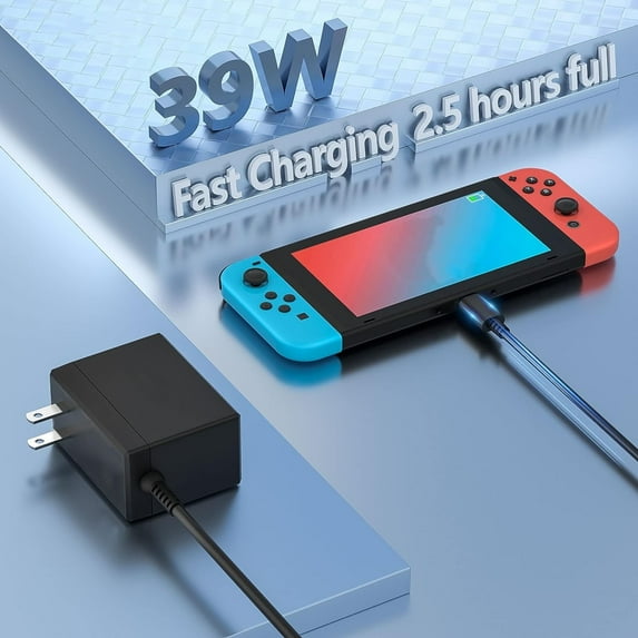 DOONJIEY 39W Fast Charger for Nintendo Switch/OLED/Lite 15V/2.6A Power Supply with 5FT Cord Supports Switch TV Mode