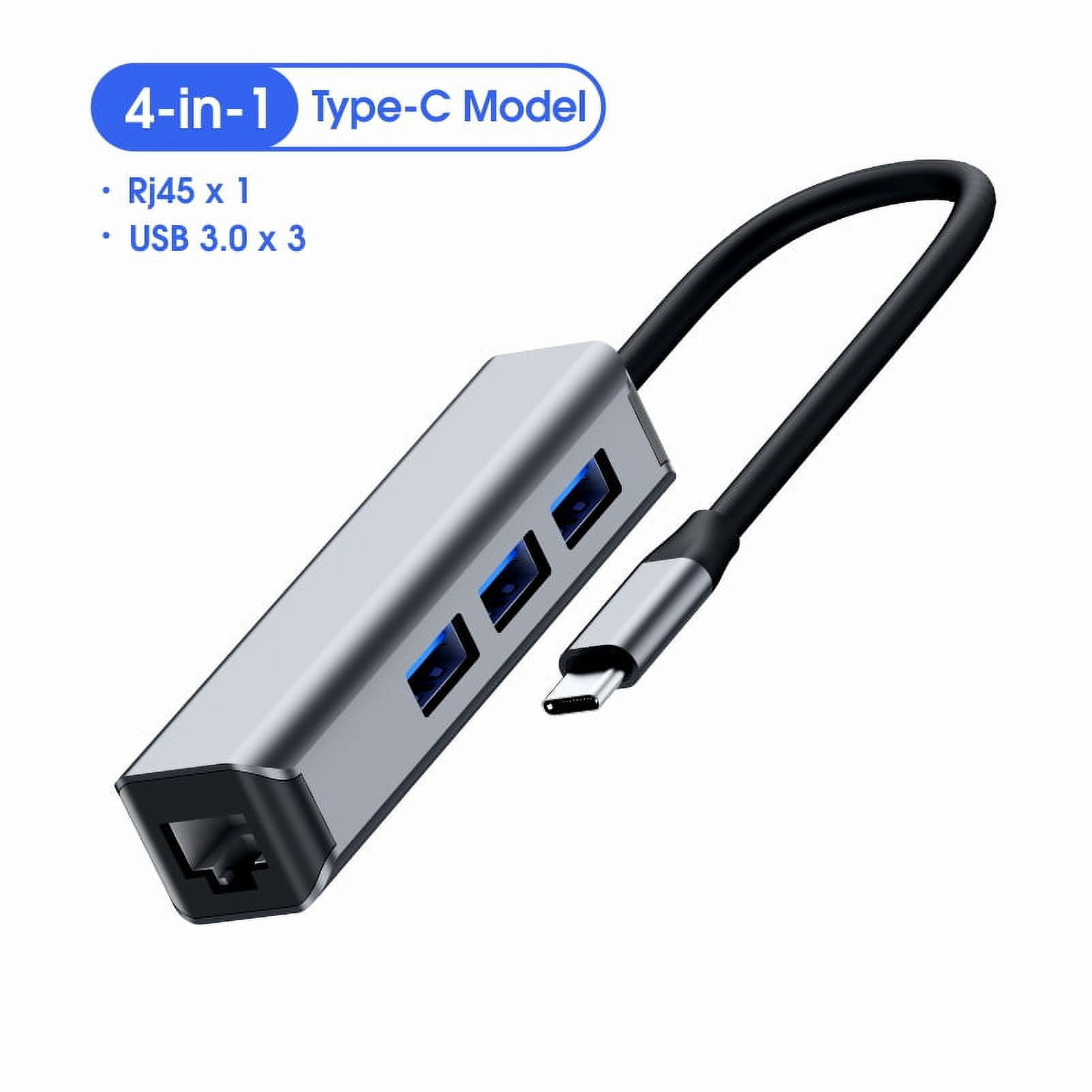 DOONJIEY  4 In 1 USB Hub Type C to RJ45 Ethernet Adapter USB3.0 1000Mbps RJ45 Splitter for Computer