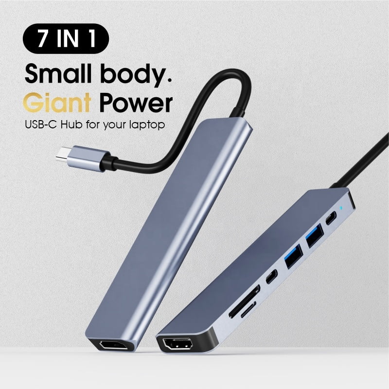 DOONJIEY  7 in 1 USB Type C Hub to SD TF Card Reader USB 3.0 Data Hub for Laptop Mobile Phone Docking Station