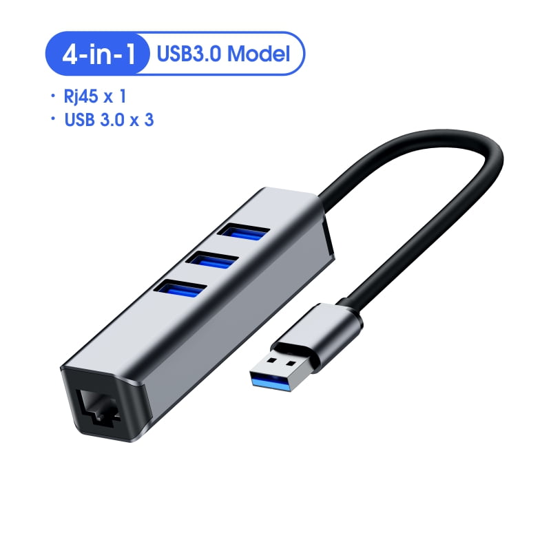DOONJIEY  Aluminum 4 Ports USB Hub Type C to USB Hub With 3 USB 3.0 Port 1000Mbps RJ45 Ethernet Adapter