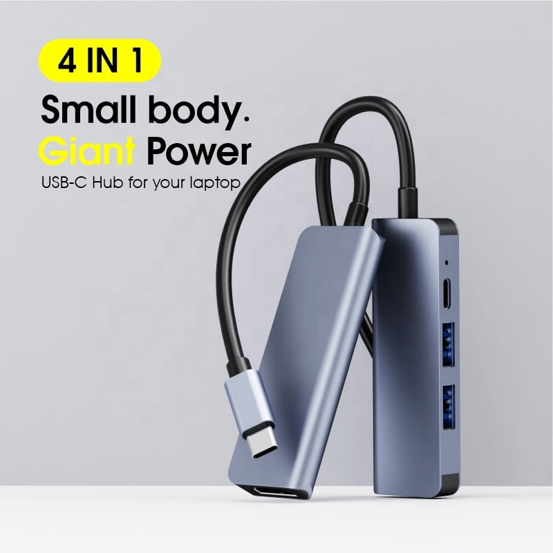 DOONJIEY  Aluminum Alloy 4 in 1 USB Type C Hub Type C to USB 3.0 60W PD Ports USB Hub Adapter