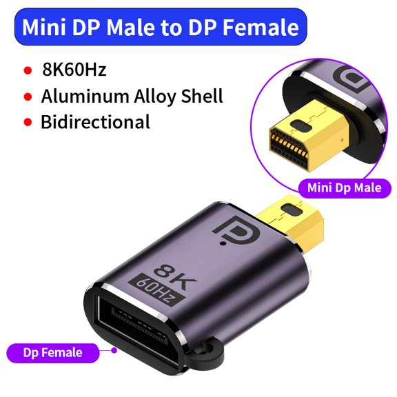 DOONJIEY Mini Dp to Displayport 1.4 Adapter 8K 60Hz  DP to Mini DP Male to Female Extender for Macbook Pro